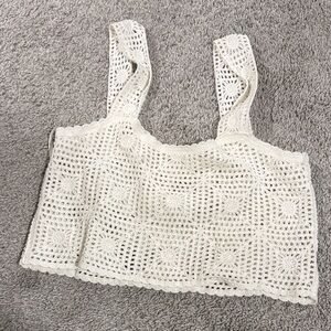 Elegant Crochet Lace Women Top - Cream
